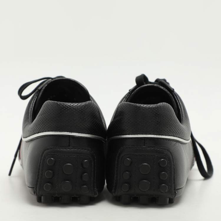 Pre Owned Gucci Black Leather Web Trainers Sneakers Size 40