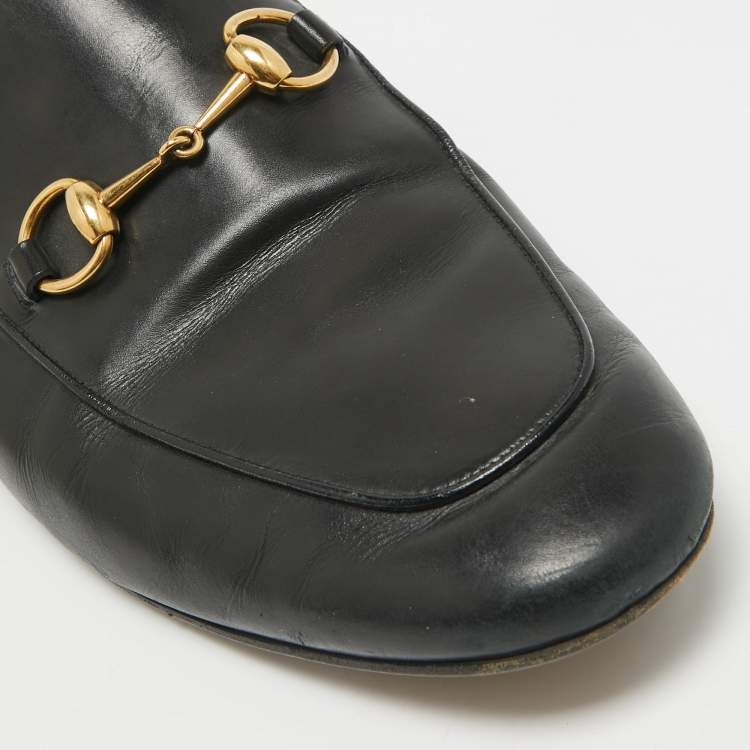 Pre Owned Gucci Black Leather Princetown Mules Size 44