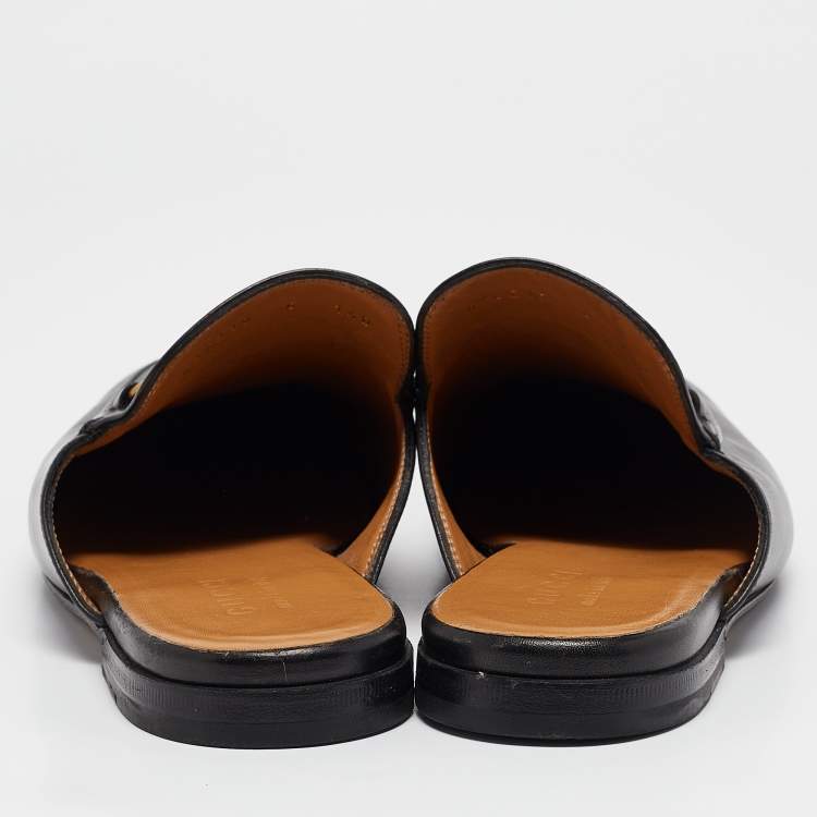 Pre Owned Gucci Black Leather Princetown Horsebit Flat Mules Size 40
