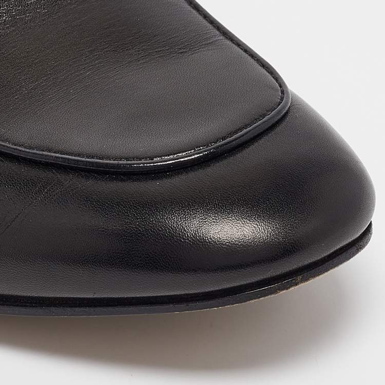 Pre Owned Gucci Black Leather Princetown Horsebit Flat Mules Size 40