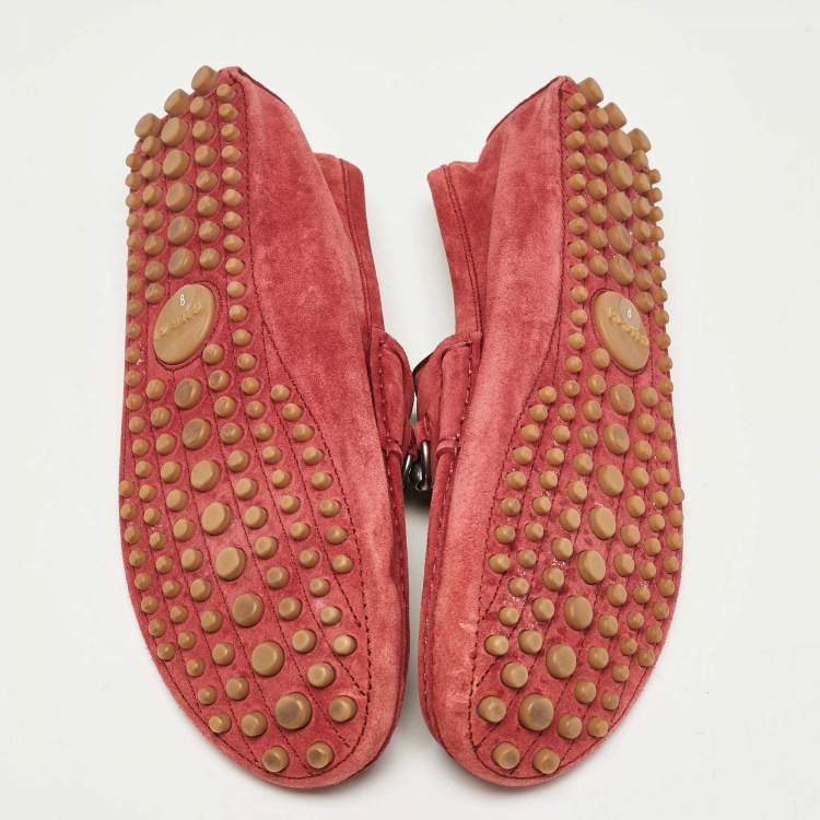 Pre Owned Gucci Rust Red Suede Horsebit Slip on Loafers Size 42
