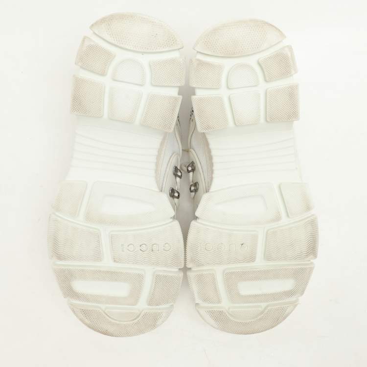 Pre Owned Gucci White Leather and Mesh Flashtrek Low Top Sneakers Size 41