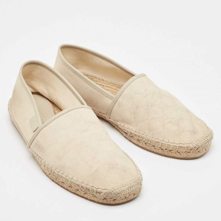 Pre Owned  Gucci Cream Canvas GG Slip On Espadrille Size 43