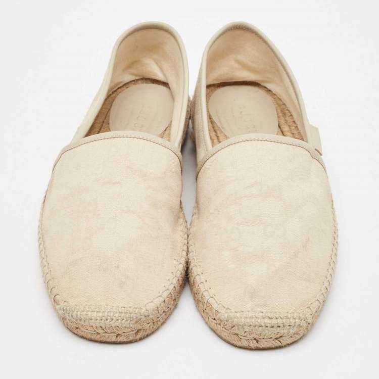 Pre Owned  Gucci Cream Canvas GG Slip On Espadrille Size 43