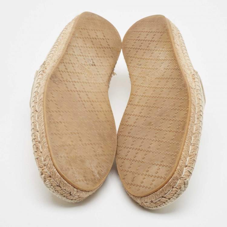 Pre Owned  Gucci Cream Canvas GG Slip On Espadrille Size 43