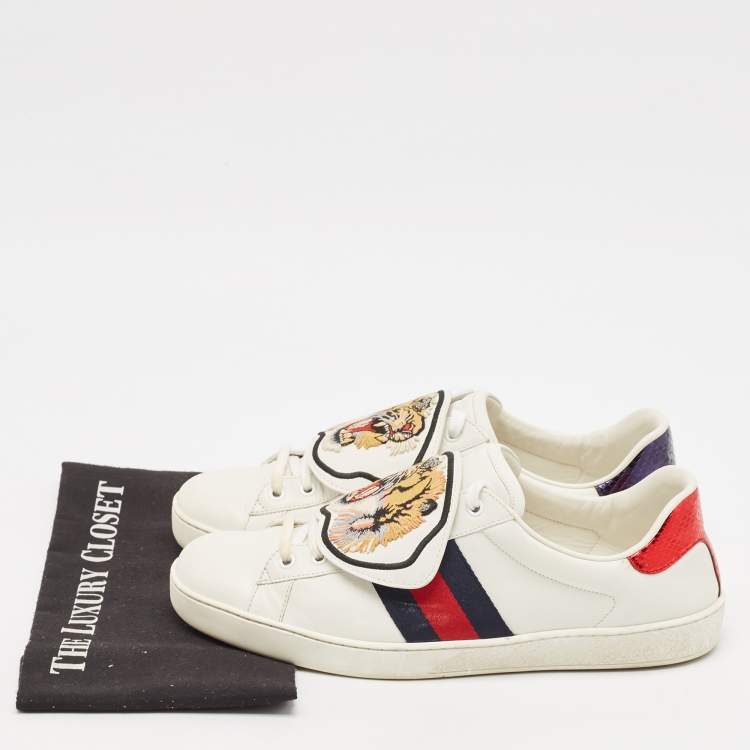 Pre Owned Gucci White Leather Ace Low Top Sneakers Size 44