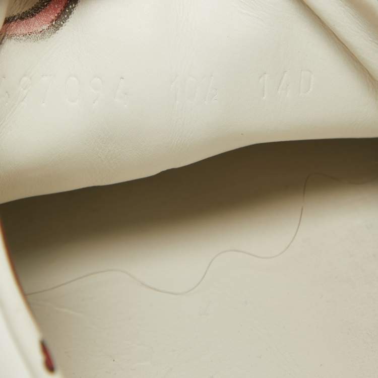 Pre Owned Gucci White/Red Leather GG Ghost Ace Sneakers Size 44.5