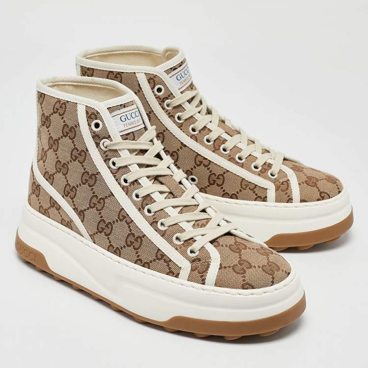 Pre Owned Gucci Beige GG Canvas Tennis 1977 Treck Sneakers Size 39