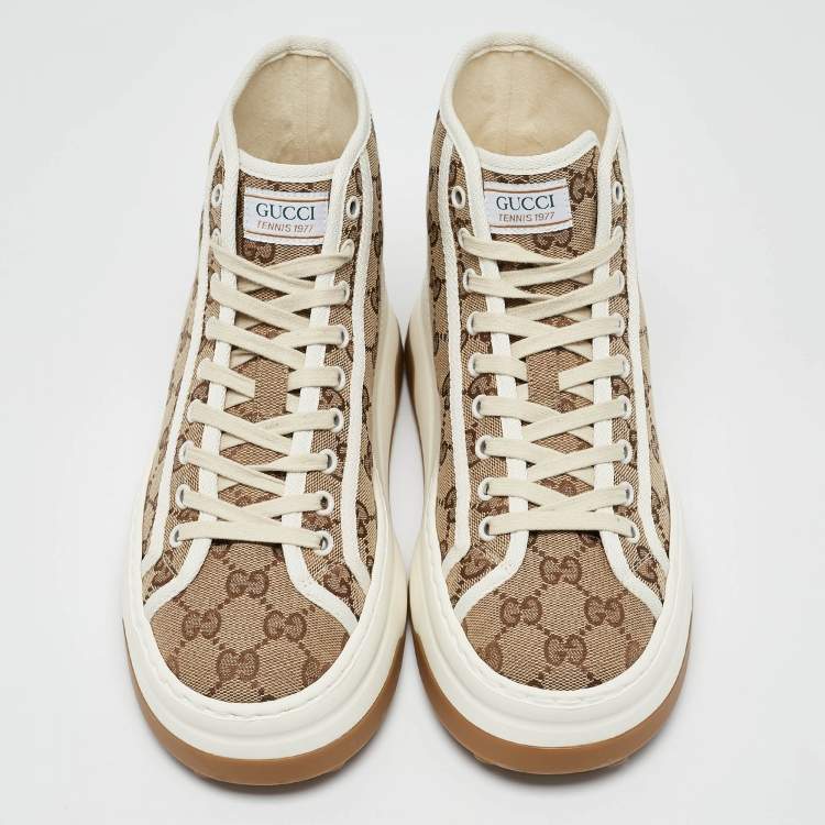 Pre Owned Gucci Beige GG Canvas Tennis 1977 Treck Sneakers Size 39