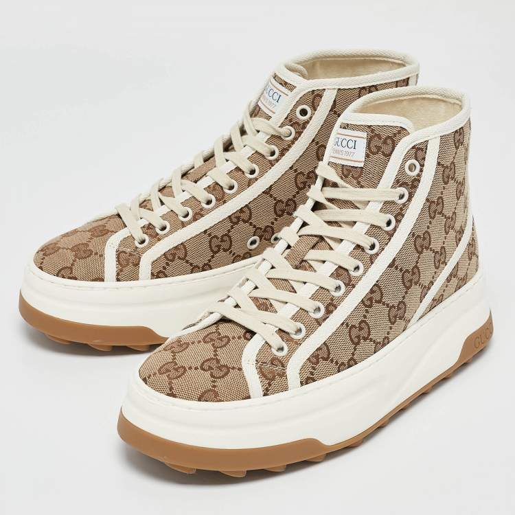 Pre Owned Gucci Beige GG Canvas Tennis 1977 Treck Sneakers Size 39