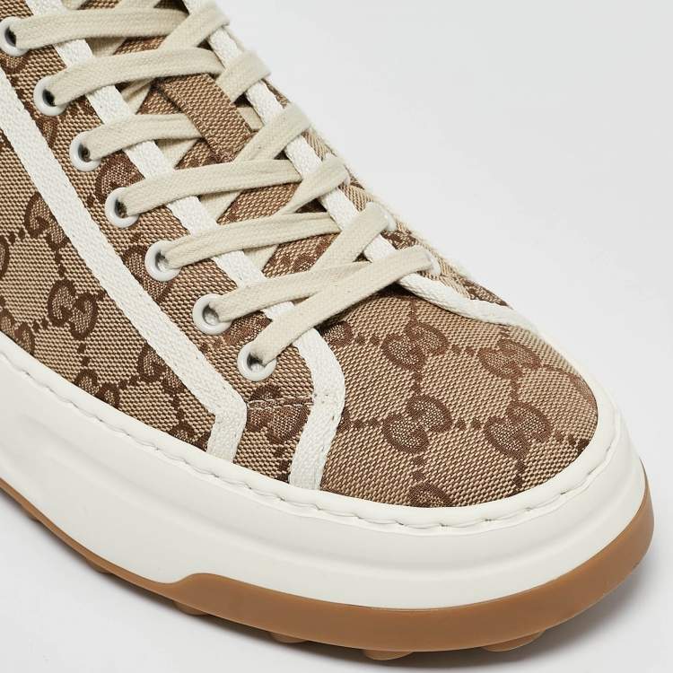 Pre Owned Gucci Beige GG Canvas Tennis 1977 Treck Sneakers Size 39
