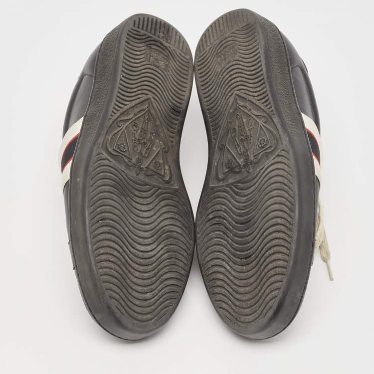 مملوكة مسبقًا Gucci Black Leather Ace Lace Up Sneakers Size 42.5