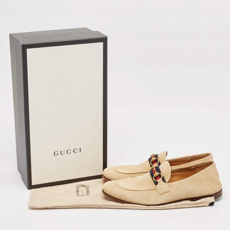 Pre Owned Gucci Beige Suede Horsebit Foldable Loafers Size 41