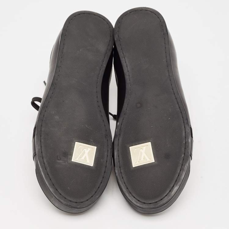 مملوكة مسبقًا Gucci Black/White Leather and Suede Lace Up Sneakers Size 41.5