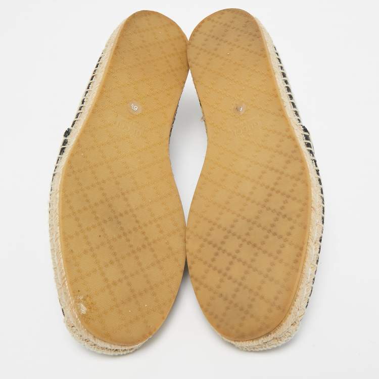 Pre Owned Gucci Black GG Canvas and Leather Espadrilles Flats Size 40.5