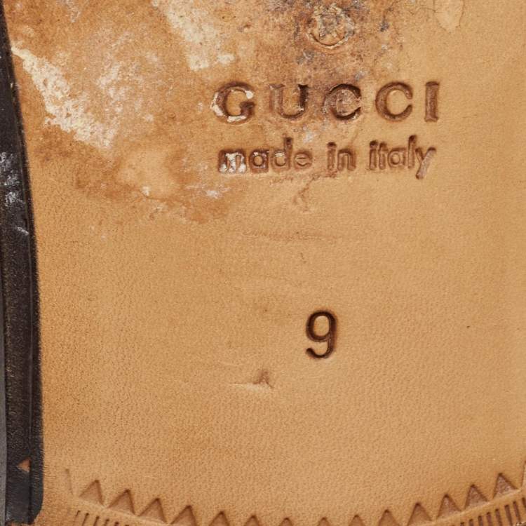 مملوكة مسبقًا Gucci Black/Brown Canvas and Leather Interlocking G Logo Leather Loafers  Size 43