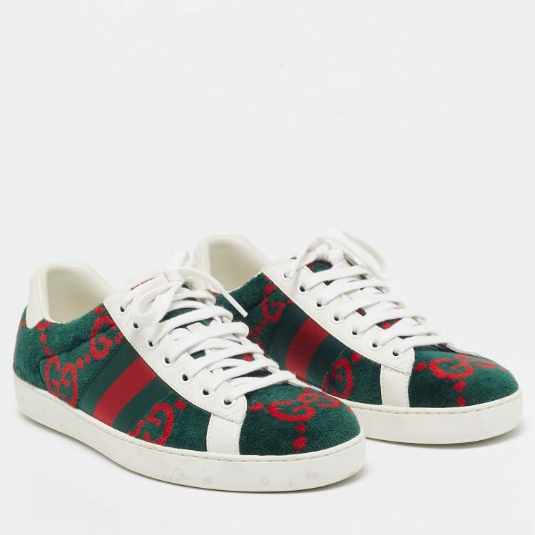 Pre Owned Gucci Tricolor GG Terry Fabric and Leather Ace Sneakers Size 40