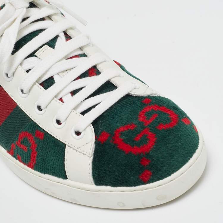 Pre Owned Gucci Tricolor GG Terry Fabric and Leather Ace Sneakers Size 40