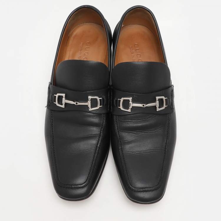 مملوكة مسبقًا Gucci Black Leather Horsebit Loafers Size 42