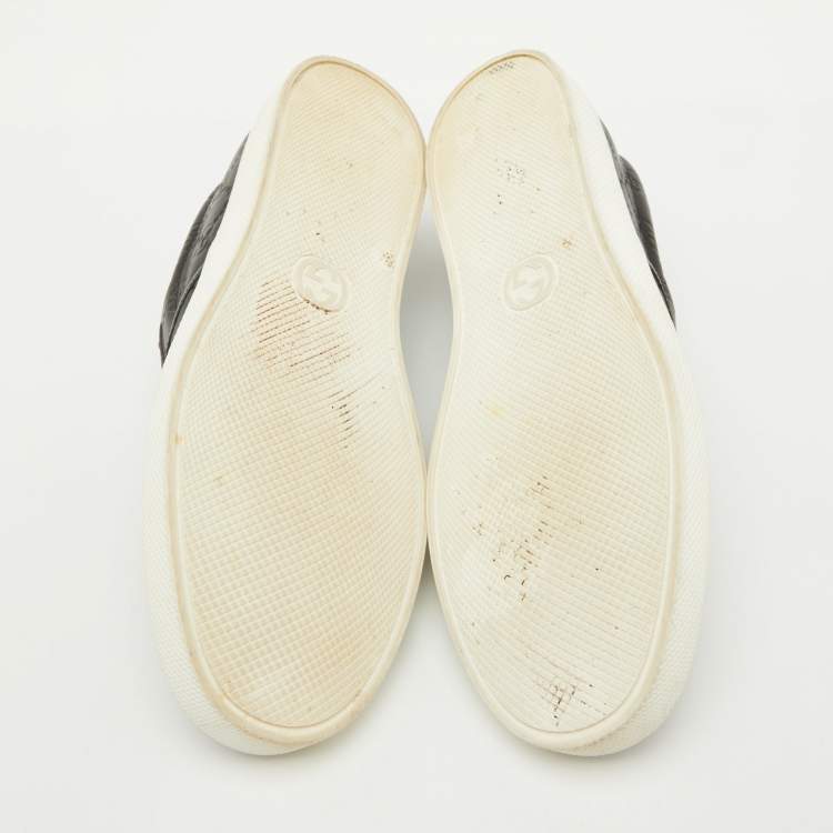 مملوكة مسبقًا Gucci Black Guccissima Leather Slip On Sneakers Size 41.5