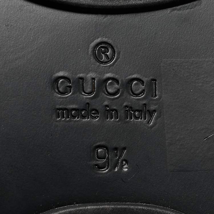 Pre Owned Gucci Black Leather GG Web Thong Flat Slides Size 43.5