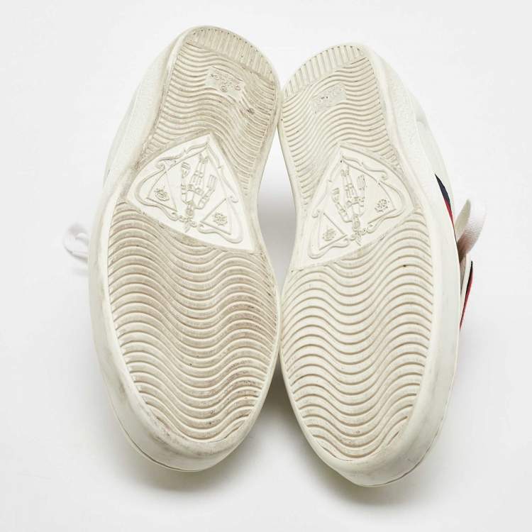 Pre Owned Gucci White Leather Ace Blind For Love Patch Low Top Sneakers Size 43