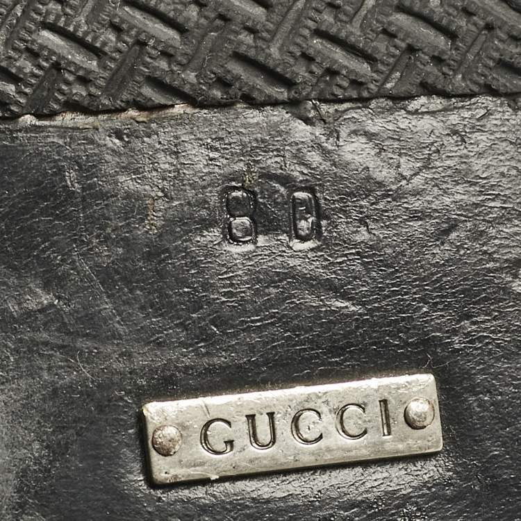 Pre Owned Gucci Black Leather Interlocking G Loafers Size 42