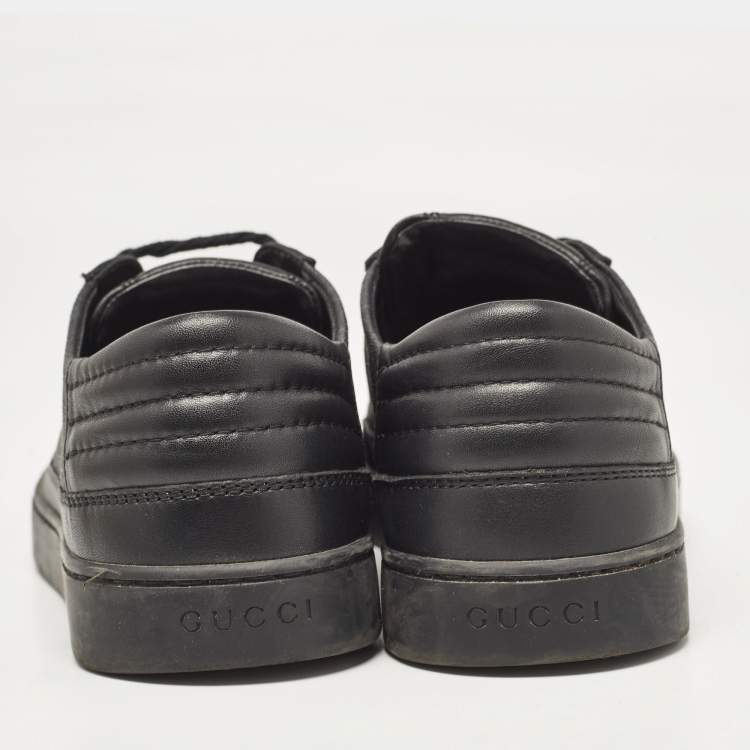 Pre Owned Gucci Black GG Supreme Canvas and Leather Low Top Sneakers Size 40.5