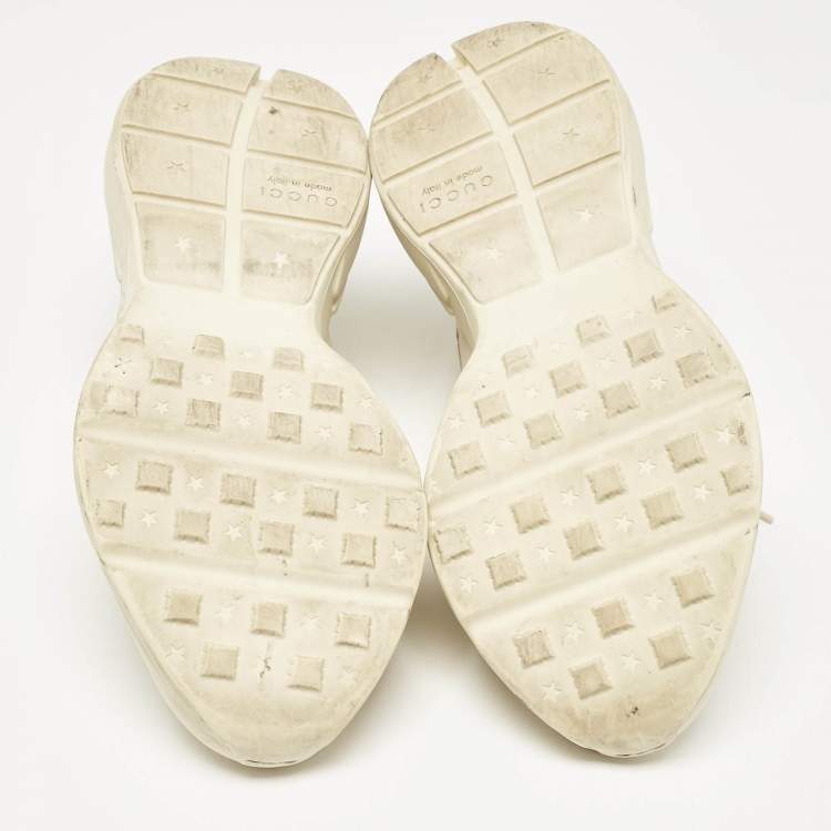 مملوكة مسبقًا Gucci Cream Leather Rhyton Lace Up Sneakers Size 44