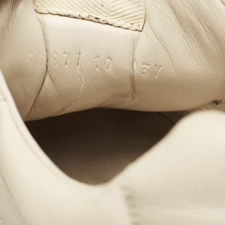 مملوكة مسبقًا Gucci Cream Leather Rhyton Lace Up Sneakers Size 44
