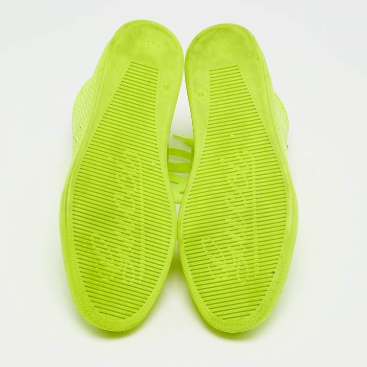 Pre Owned Gucci Neon Green Leather High-Top Sneakers Size 42.5