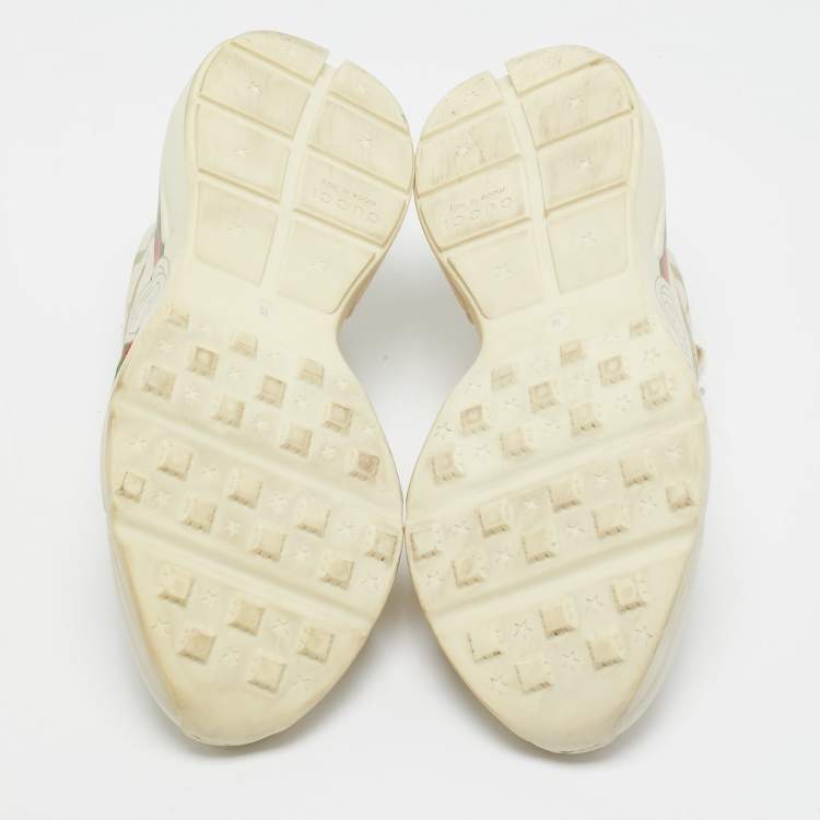 مملوكة مسبقًا Gucci Cream Leather Vintage Logo Rhyton Sneakers Size 44