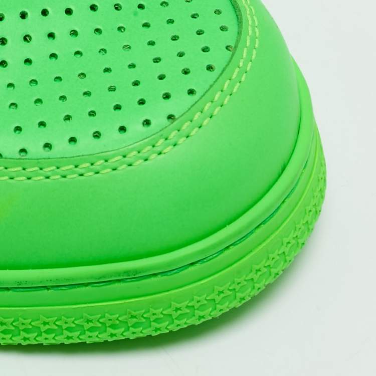 Pre Owned Gucci Neon Green Perforated Leather Coda High Top Sneakers Size 42.5