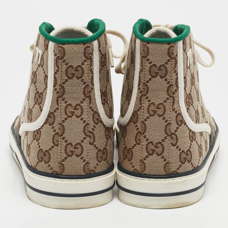 Pre Owned Gucci Beige/Ebony GG Canvas Tennis 1977 Sneakers Size 43