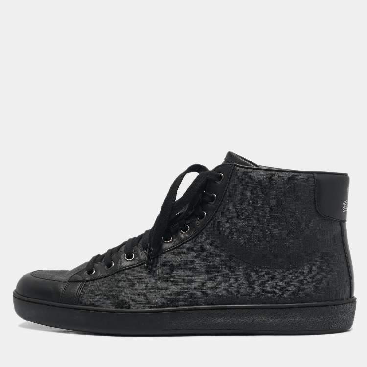 Pre Owned Gucci Black GG Supreme Canvas and Leather Brooklyn Sneakers Size 44