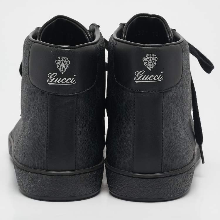 Pre Owned Gucci Black GG Supreme Canvas and Leather Brooklyn Sneakers Size 44