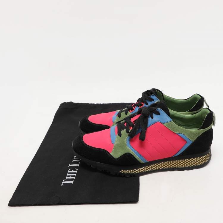 Pre Owned Gucci Multicolor Canvas and Suede Low Top Sneakers Size 41