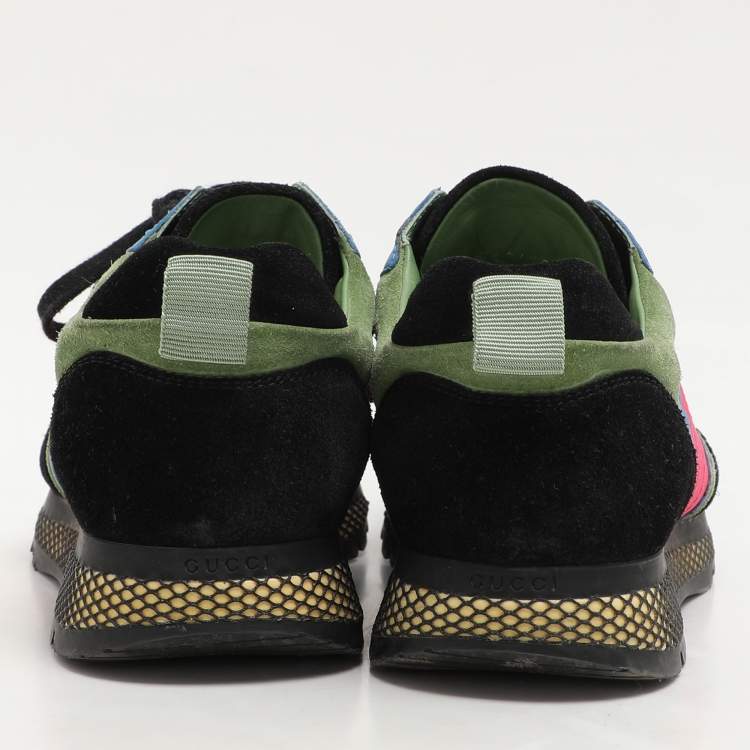 Pre Owned Gucci Multicolor Canvas and Suede Low Top Sneakers Size 41