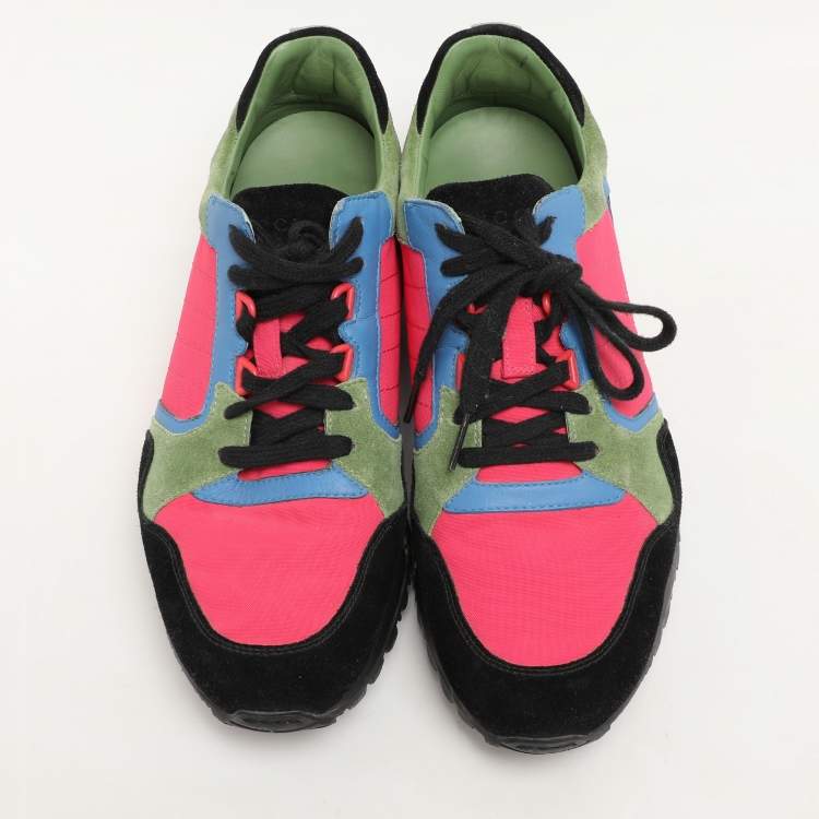 Pre Owned Gucci Multicolor Canvas and Suede Low Top Sneakers Size 41