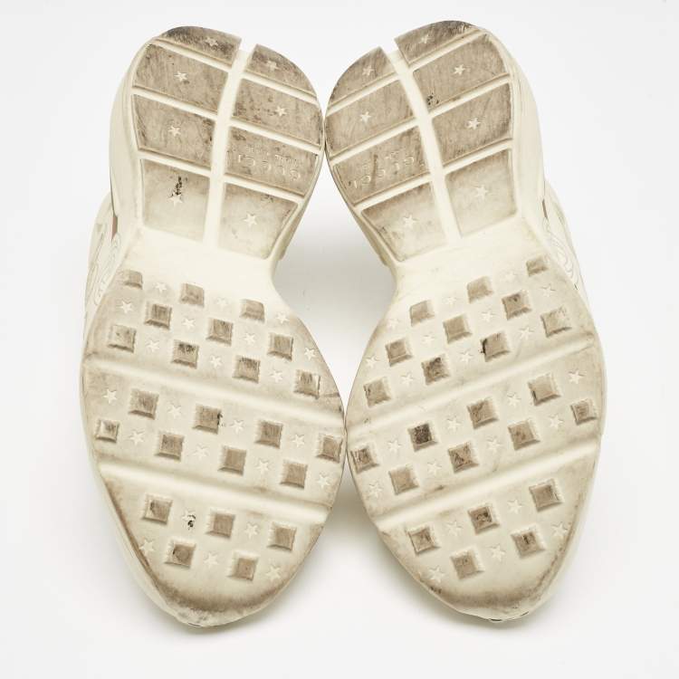 Pre Owned Gucci Cream Leather Vintage Logo Rhyton Sneakers Size 40