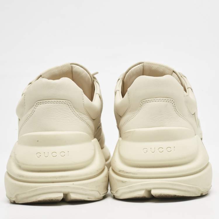 Pre Owned Gucci Cream Leather Vintage Logo Rhyton Sneakers Size 40