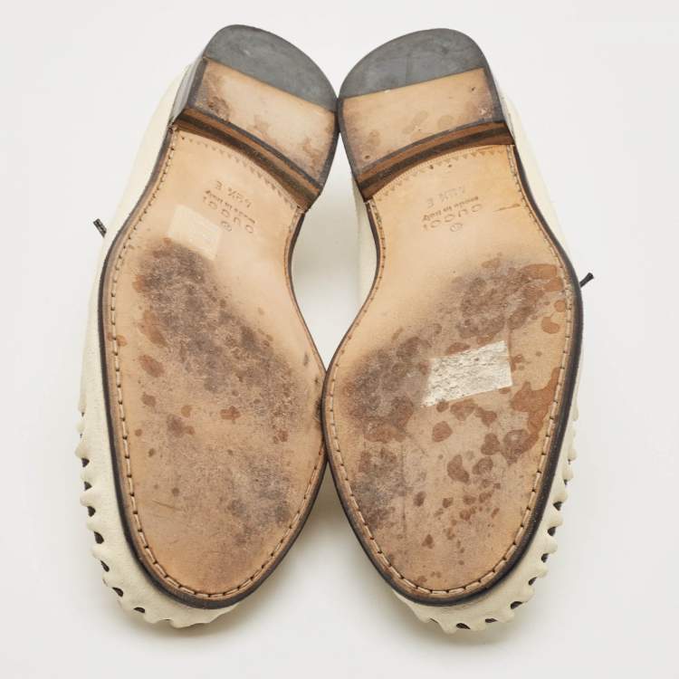 Pre Owned Gucci Beige Suede Bamboo Tassel Slip On Loafers Size 42.5