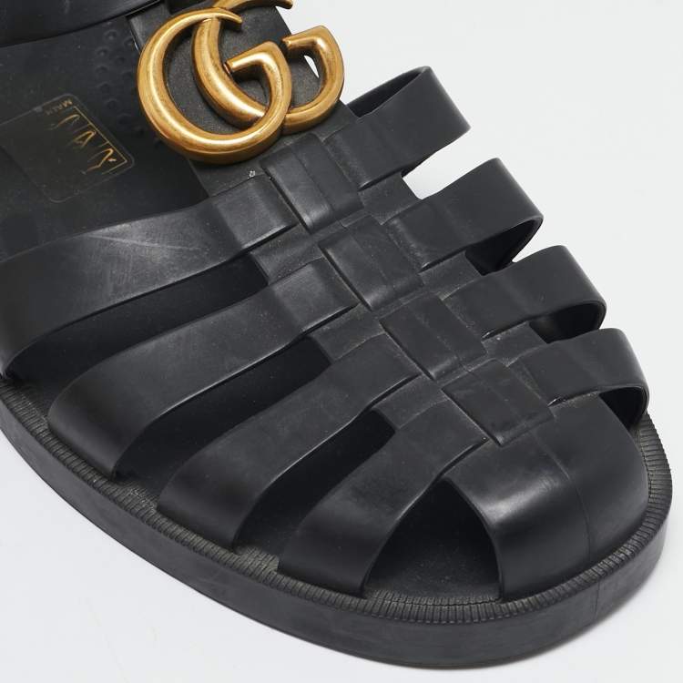 مملوكة مسبقًا Gucci Black Rubber Tiger Head Caged Sandals Size 41
