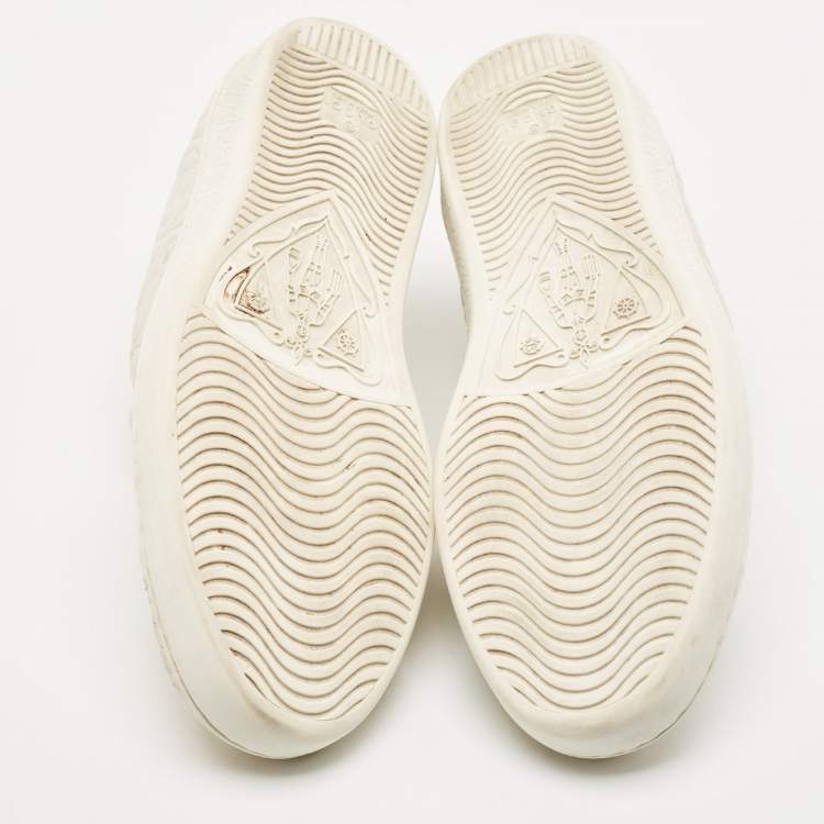 Pre Owned Gucci White Leather Ace G Rhombus Low Top Sneakers Size 42                      