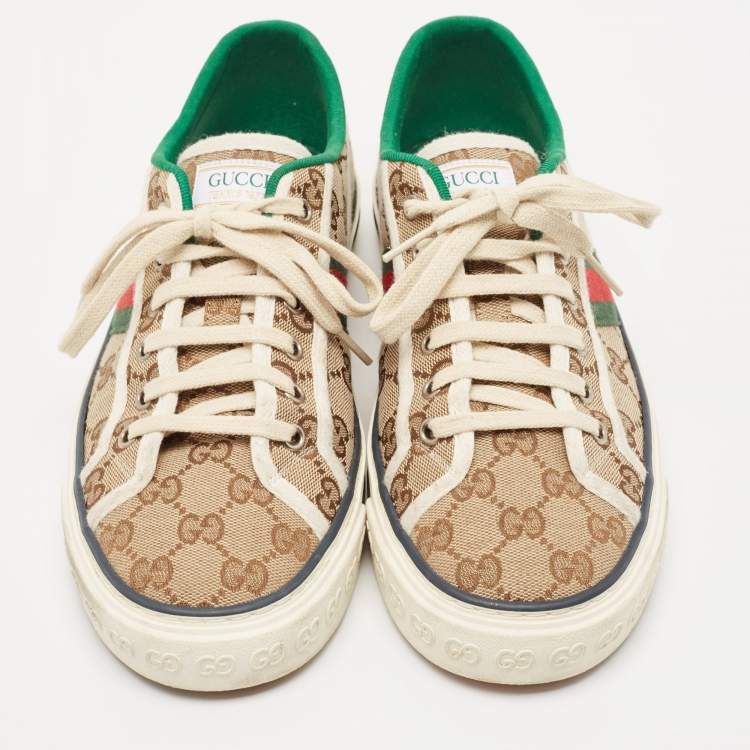 مملوكة مسبقًا Gucci Beige/Brown GG Canvas Tennis 1977 Sneakers Size 41