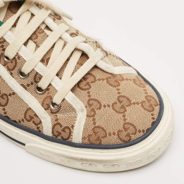 مملوكة مسبقًا Gucci Beige/Brown GG Canvas Tennis 1977 Sneakers Size 41