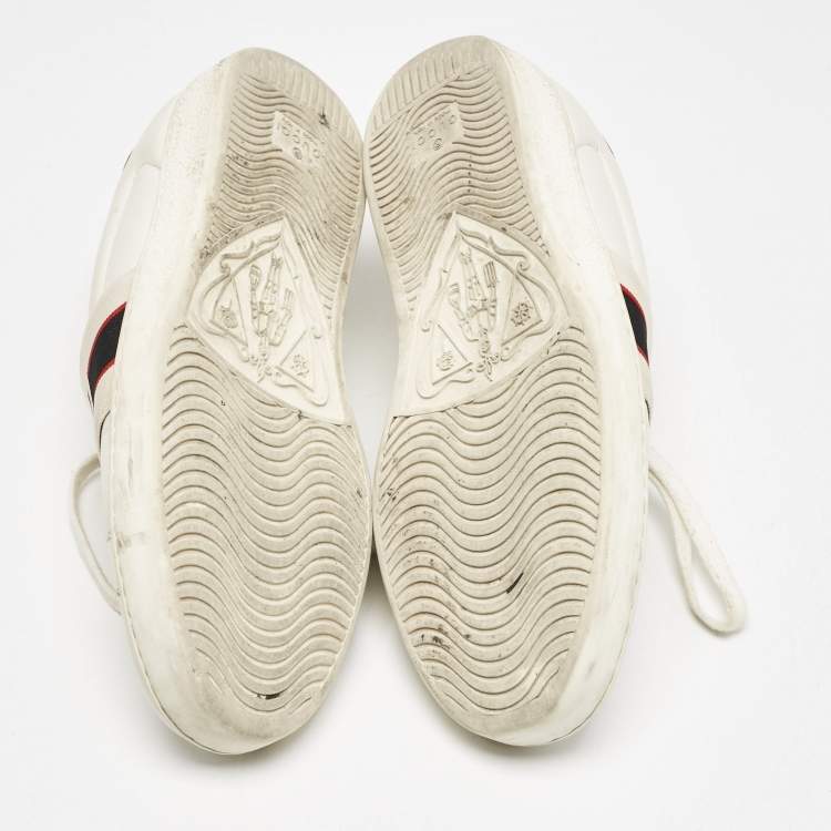 Pre Owned Gucci White Leather Logo Band Ace Sneakers Size 39