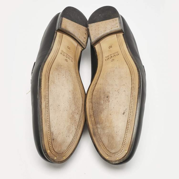 مملوكة مسبقًا Gucci Black Leather Horsebit Foldable Loafers Size 44