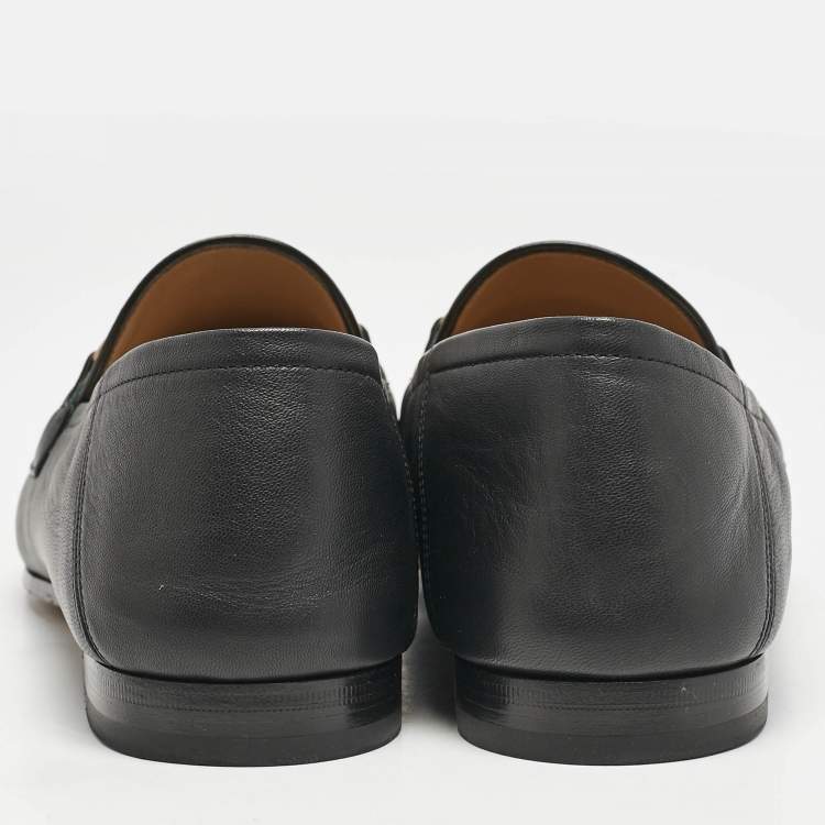 مملوكة مسبقًا Gucci Black Leather Horsebit Foldable Loafers Size 44
