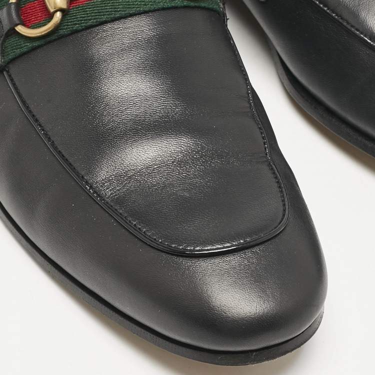 مملوكة مسبقًا Gucci Black Leather Horsebit Foldable Loafers Size 44